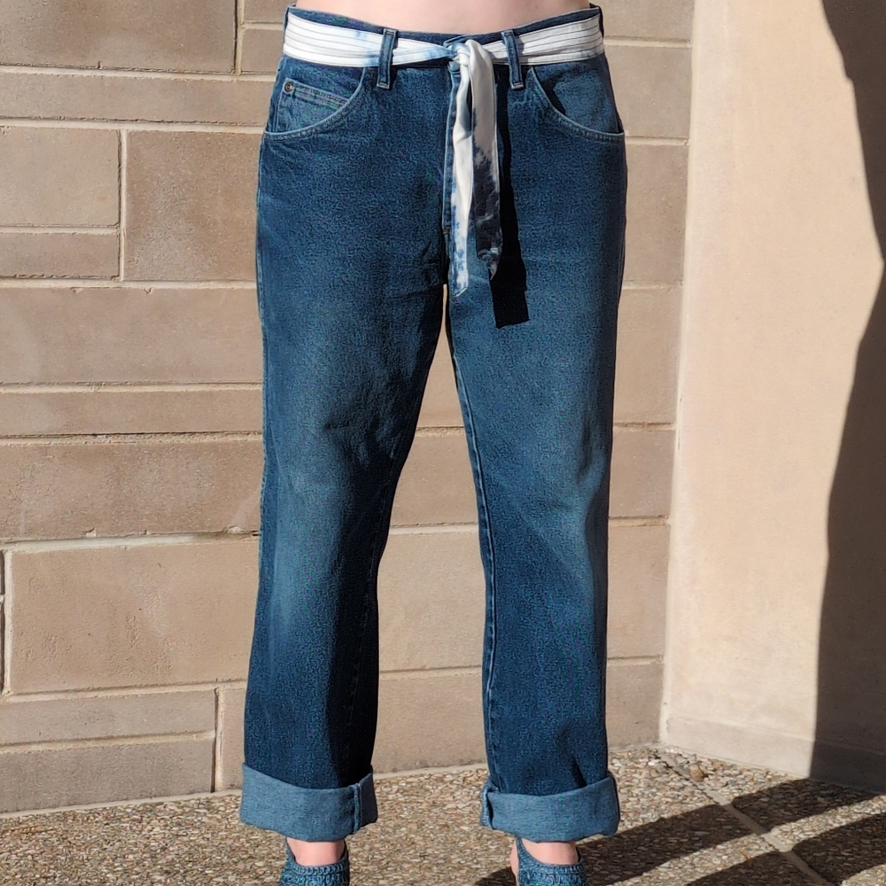 Only You™ Boyfriend Jeans with Tie Dye Tie Belt Unique Denim One-of-a-kind